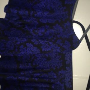 2 Pc Set Dark Blue Pattern Cropped Shirt/MiniSkirt